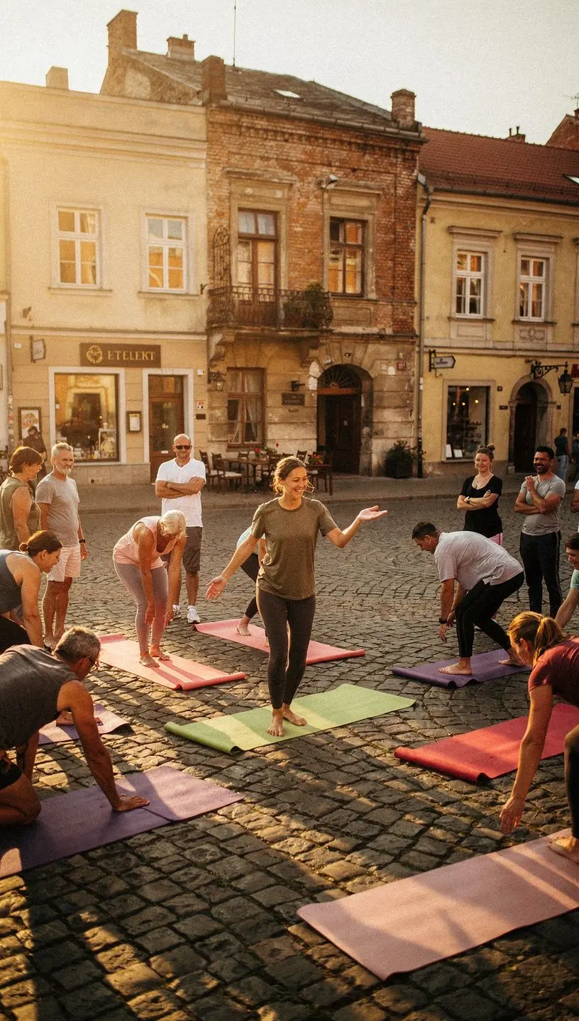 Osoba praktykująca jogę w precyzyjnej pozycji, koncentrująca się na poprawnej postawie ciała.
